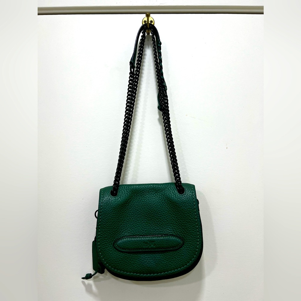 Coach mini Saddle bag in dark green pebble leather